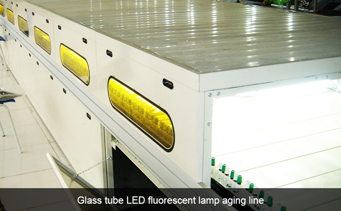 Glass tube LED fluorescent lamp aging line